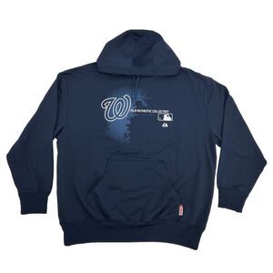 Washington‎ Nationals Sweatshirt Men's 2XL Blue Majestic Thermabase Hoodie MLB